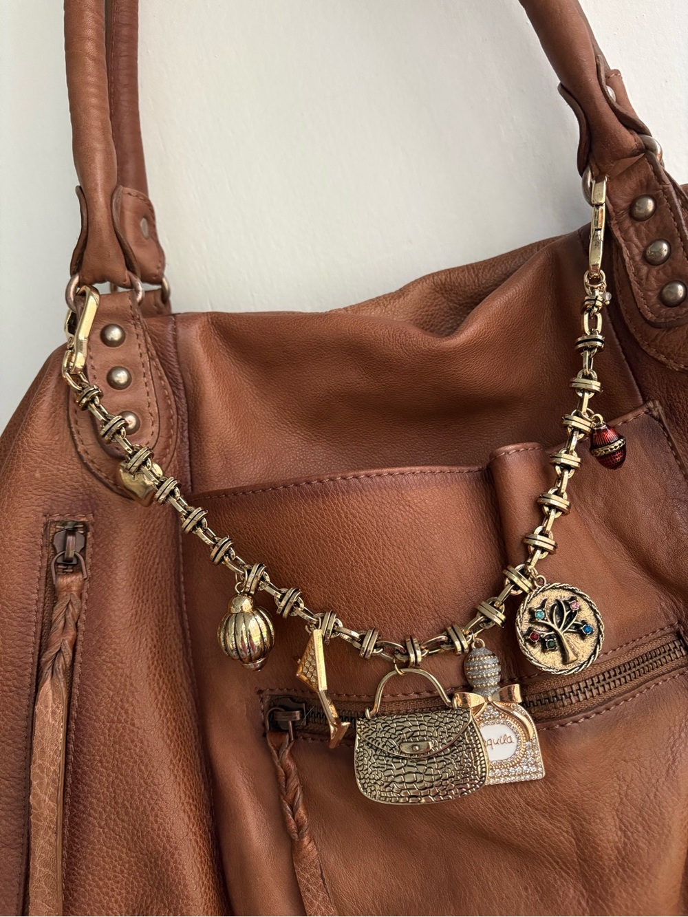 Anthropologie Gold Metal Gem Purse Bag Charm